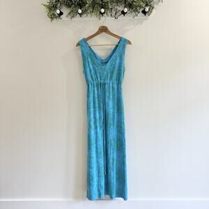 Fresh Produce Blue Floral Maxi Dress Cinch Waist Small GH226